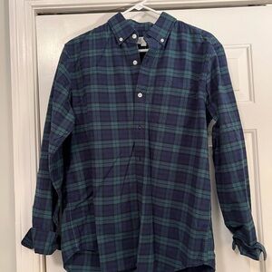 Men's Blue and Green Plaid Shirt
